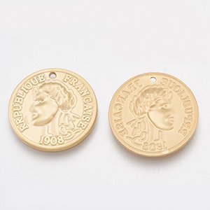 CH60717 Ορειχάλκινα Νομίσματα Για κόσμημα 18mm//2Τεμ. Επίχρυσο Χρώμα,   ,Συνθεση Ορείχαλκος,Κρεμαστά (48 11) (7gr) ()