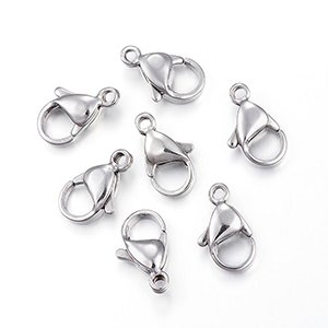 CH60719 Clasps and lobsters stainless steel lobster clasp no jump ring,without rings ,15x9mm/4pcs ,steel color (0 0)