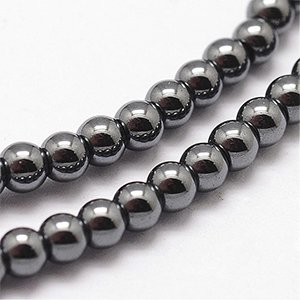 CH60730 Semi precious stones synthetic hematite round shape, ,3mm/165pcs ,black color (0 0)