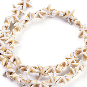 CH60763 Howlite Starfish shape Beads ,For Jewellery 15mm/36Pcs/ White Color,   ,Material ,Summer,Beads (50 0) ()