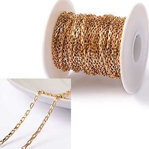 CH60774 Chains stainless steel per meter,venetian chain ,3×1,5mm/1meters ,gold plated (0 0)