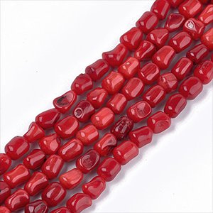 CH60875 Synthetic Coral Nugget Beads  9X6mm/40CM/STR Red Color For Jewellery Summer  8X6mm/40Pcs Red Color For Jewellery Summer Beads Nuggets (30 0) ()