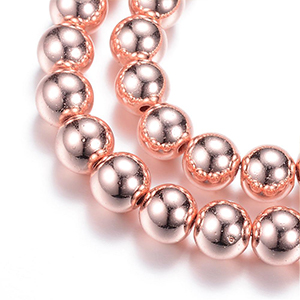CH60986 Semi precious stones synthetic hematite round shape, ,4mm/92pcs ,rose gold color (0 0)