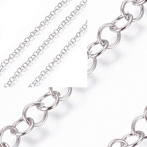 CH61046 Chains stainless steel per meter,rolo chain ,4×0,6mm/1meters ,steel color (0 0)