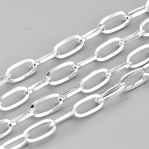 CH61049 Chains stainless steel per meter,paper clip chains ,12x6mm/1meters ,silver plated color (0 0)