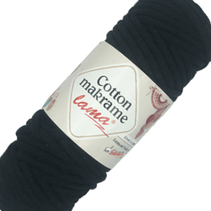 CH61112 LAMA COTTON MACRAME  FOR MACRAME,TASSELS,PLACE MATS,RUNNERS 250gr/60Meters//4mm  (Lama) BLACK COLOR,Col 86 COTTON  ,Material ,Kneeting Accessories, (0 0)