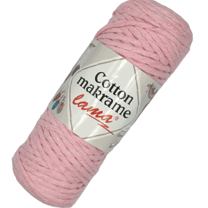 CH61115 LAMA COTTON MACRAME  FOR MACRAME,TASSELS,PLACE MATS,RUNNERS 250gr/60Meters//4mm  (Lama) BABY PINK COLOR,Col 90 COTTON  ,Material ,Kneeting Accessories, (0 0)
