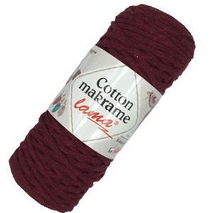 CH61119 LAMA COTTON MACRAME  FOR MACRAME,TASSELS,PLACE MATS,RUNNERS 250gr/60Meters//4mm  (Lama) DARK RED COLOR,Col 89 COTTON  ,Material ,Kneeting Accessories, (0 0)