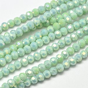 CH61165 Glass glass beads rondelle,faceted ,4mm/100pcs ,green color (0 0)