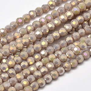 CH61166 Round faceted glass beads ,for jewellery 4mm/90pcs/ multicolor,electroplated faceted  ,material glass,,beads (0 0)