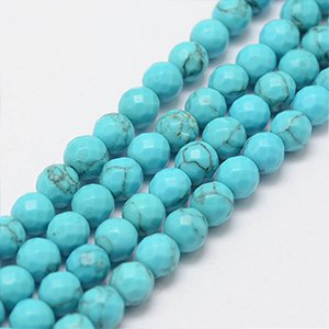 CH61171 Synthetic howlite round faceted beads ,for jewellery 4mm/91pcs/ turquoise color,   ,material ,,beads (0 0)