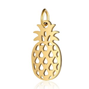 CH61313 Stainless steel pine apple pendants for jewellery 17x9mm/1pcs gold plated color,laser cut   ,material stainless steel,summer,charms (0 0)