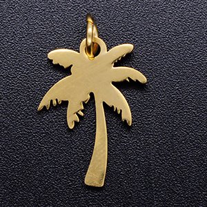 CH61319 Ατσαλινα μενταγιον φοινικοδεντρα 17x12mm/1τεμ. επιχρυσο (0 0)