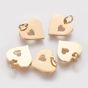 CH61323 Stainless steel heart pendants ,for jewellery 12mm//1pcs/ gold plated color,   ,material stainless steel,saint valentine,charms (-1 0)