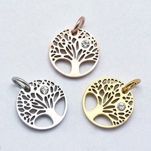 CH61325 Stainless steel tree of life pendants for jewellery 12mm//1pcs mixed color,laser cut   ,material stainless steel,summer,charms (0 0)