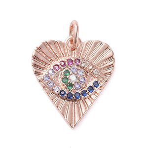 CH61341 Brass pendants and charms hearts,micropave ,16mm/1pcs,gold plated (0 0)