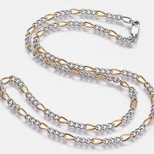 CH61357 Jewellery stainless steel necklaces figaro chain,with lobster claw clsps ,55cm/5mm/1pcs ,golden/steel color (0 0)