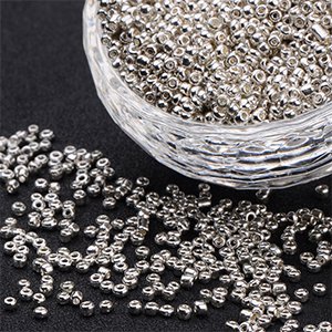 CH61375 Glass seed beads round shape, ,4mm/440pcs ,silver plated color (0 0)
