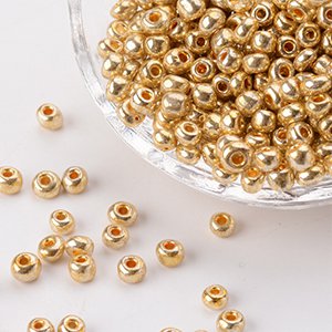 CH61376 Glass seed beads round shape, ,4mm/50gr ,gold plated (-2 0)