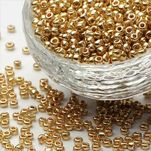 CH61378 Glass seed beads  for jewellery 3mm/1500pcs//50gr   gold plated,   ,material glass,,beads (0 0)