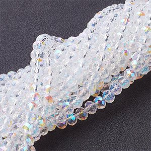 CH61397 Glass glass beads rondelle,faceted ,6x4mm/100pcs ,crystal ab (-1 0)