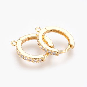 CH61401 Earrings brass rings,micropave ,16x14mm/2pcs ,gold plated (0 0)