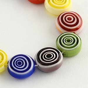 CH61402 Glass millifiori round flat, ,12x5mm/32pcs ,multicolor (0 0)