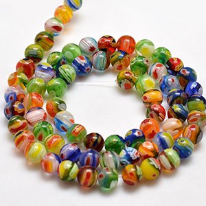 CH61403 Glass millifiori round shape, ,6mm/67pcs ,multicolor (0 0)
