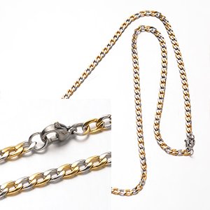 CH61411 Jewellery necklaces with lobster clasp,curb chain ,55cm/6mm/1pcs ,golden/steel color (0 0)