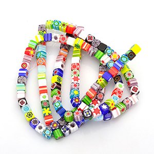 CH61427 Glass millifiori cubes, ,6x6mm/65pcs ,multicolor (0 0)