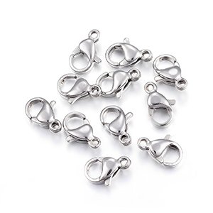 CH61435 Stainless steel lobster clasps ,for jewellery 11x7mm/10pcs/ steel color,   ,material stainless steel,, (0 0)