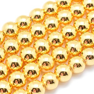CH61453 Synthetic hematite round beads  6mm/73pcs gold plated for jewellery  beads (0 0)
