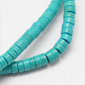 CH61501 Ημιπολυτιμοι λιθοι χαολιτης/howlite ροδελες πλακε ,5x3mm/150τεμ. ,τυρκουαζ χρωμα,πλακε (0 0)