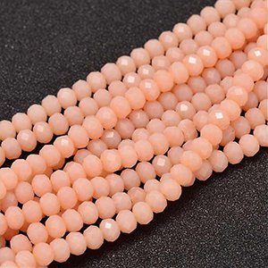 CH61515 Glass glass beads rondelle,faceted ,4x3mm/139pcs ,salmon color (0 0)