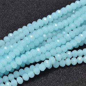 CH61516 Glass glass beads rondelle,faceted ,4x3mm/139pcs ,light blue color (0 0)