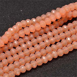 CH61518 Glass glass beads rondelle,faceted ,6x4mm/94pcs ,peach color (0 0)