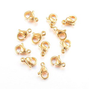 CH61605 Clasps and lobsters stainless steel lobster clasp no jump ring,without rings ,9x6mm/10pcs ,gold plated (0 0)