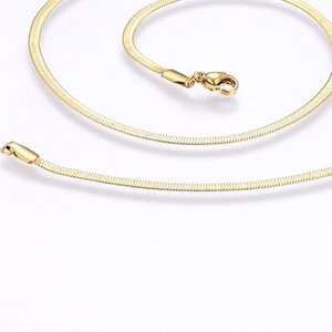 CH61608 Stainless steel herringbone chains with clasp 45cm/2,5mm/1pcs gold plated color (0 0)
