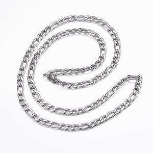 CH61660 Stainless steel figaro chain with lobster claw clasp  for jewellery 60cm//1pcs//5mm   stainless steel color,with lobster claw clasp with clasp  ,material ανοξείδωτο ατσάλι 304,, (0 0)