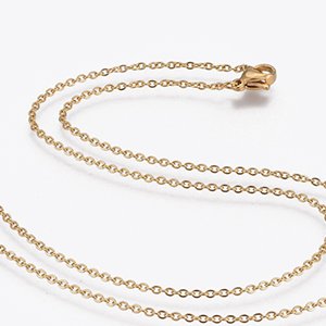 CH61666 Ατσαλινες αλυσιδες με κουμπωμα cable chain  για κοσμημα 45cm//1mm/1τεμ.   επιχρυσο χρωμα,με παπαγαλακια cable chain  ,συνθεση ανοξειδωτο ατσαλι, (0 0)