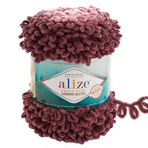 CH61715 Yarns alize puffy fine ombre batik,micropolyester ,500gr/73meters ,dark red color col 7276 (0 0)
