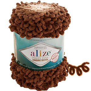 CH61716 Yarns alize puffy fine ombre batik,micropolyester ,500gr/73meters ,mocha color col 7262 (0 0)