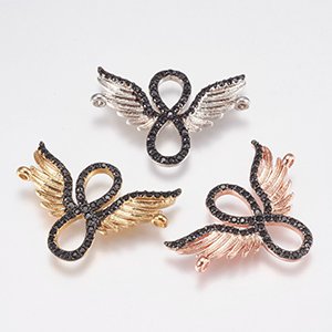 CH61743 Links brass angels,micropave ,21mm/1pcs ,gold plated (0 0)