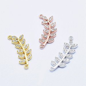 CH61748 Pendants and charms brass leaves,micropave ,23mm/1pcs ,mixed colors (0 0)