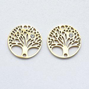 CH61801 Stainless steel tree of life pendants ,for jewellery 15x2mm/1pcs/ gold plated color, micropave  ,material ανοξείδωτο ατσάλι 304,,charms (0 0)