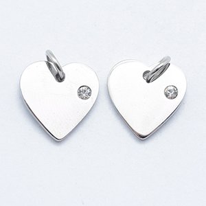 CH61810 Stainless steel heart pendants with cubic zirconia/micropave ,for jewellery 12mm//1pcs/ stainless steel color,micropave with stamping  blank  ,material ,saint valentine,charms (0 0)