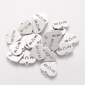 CH61819 Stainless steel hearts ‘mother’for jewellery 14x14mm/1pcs/ stainless steel color,   ,material ,saint valentine,charms (0 0)