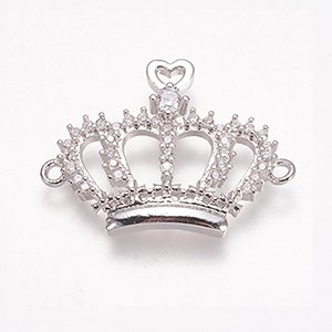CH61839 Links brass crown,micropave ,18x24mm/1pcs ,steel color (0 0)