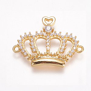 CH61840 Links brass crown,micropave ,18x24mm/1pcs ,gold plated (0 0)