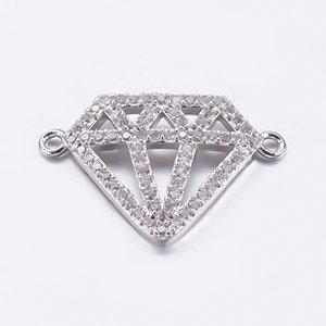CH61841 Links Brass Diamond Shape,Micropave ,14X20mm/1Pcs ,Platinum color (0 1) ()